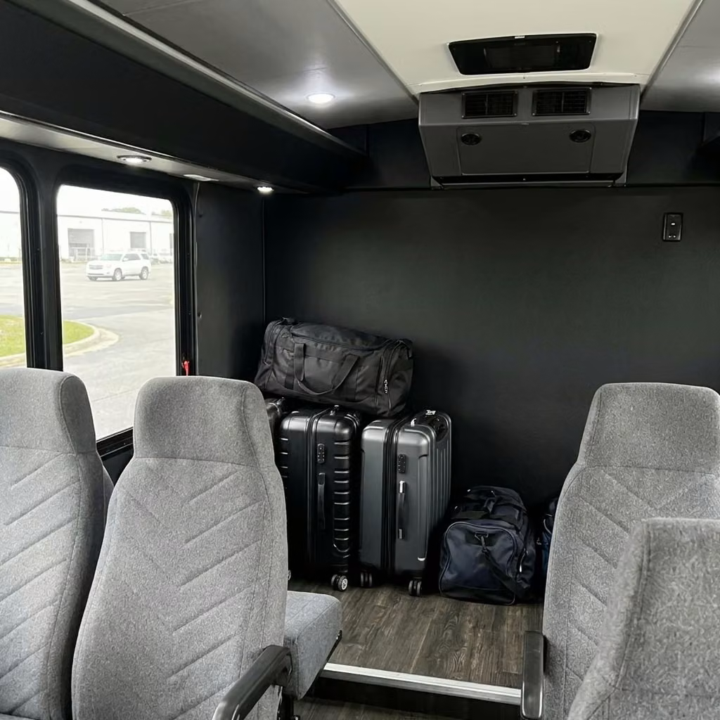 claremont 15 passenger minibus luggage area