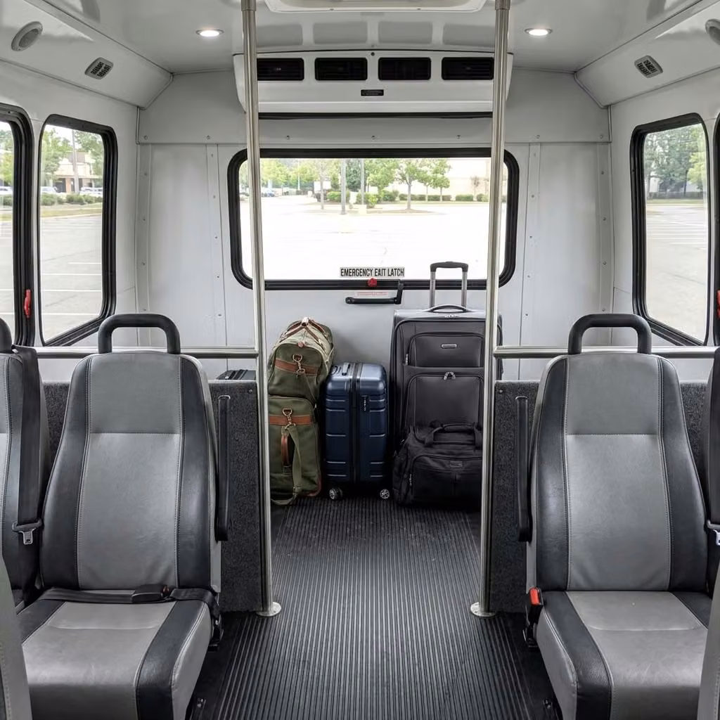 claremont 28 passenger minibus luggage area