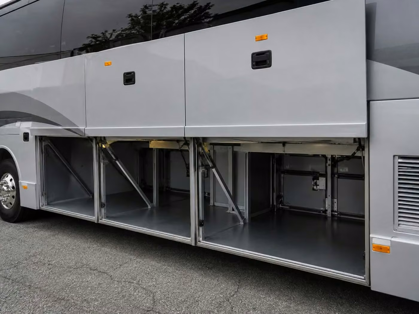 claremont 56 passenger charter bus luggage bays