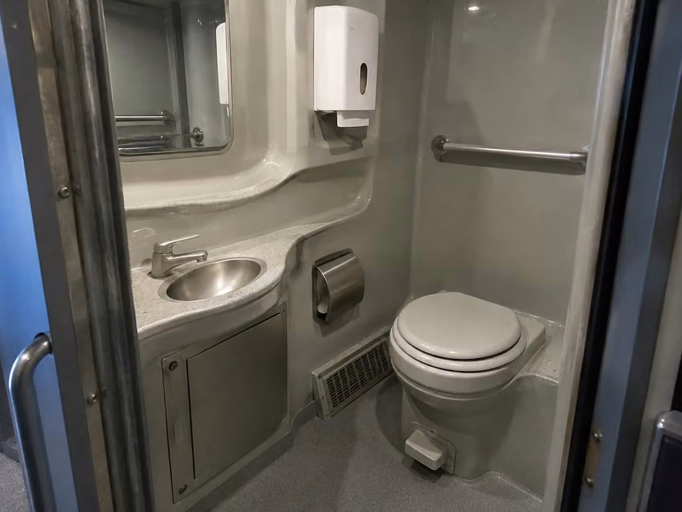 claremont 56 passenger charter bus onboard restroom