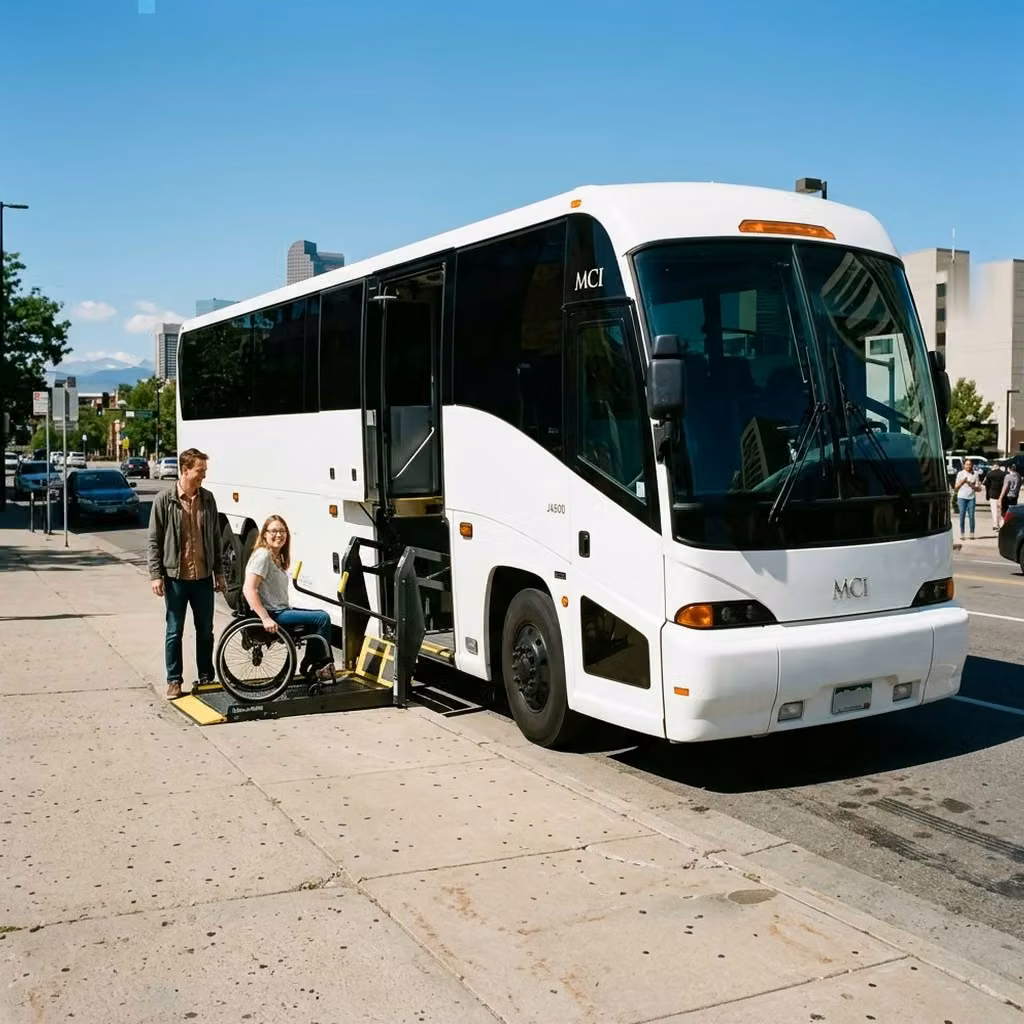 claremont 56 passenger charter bus wheelchair lift