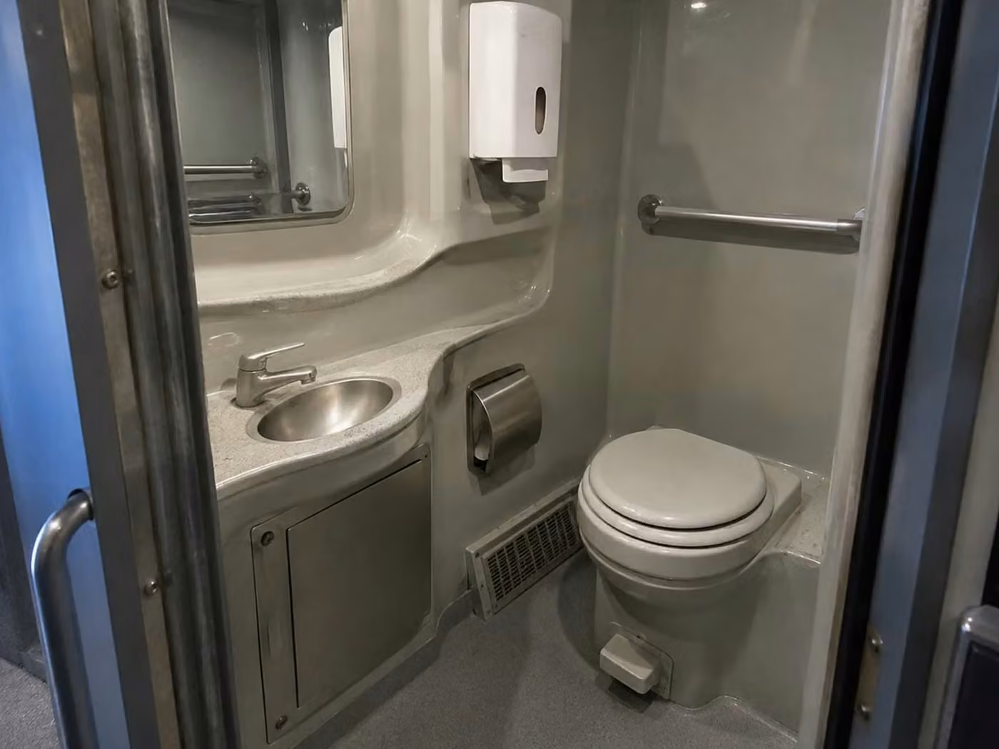 claremont charter bus onboard restroom