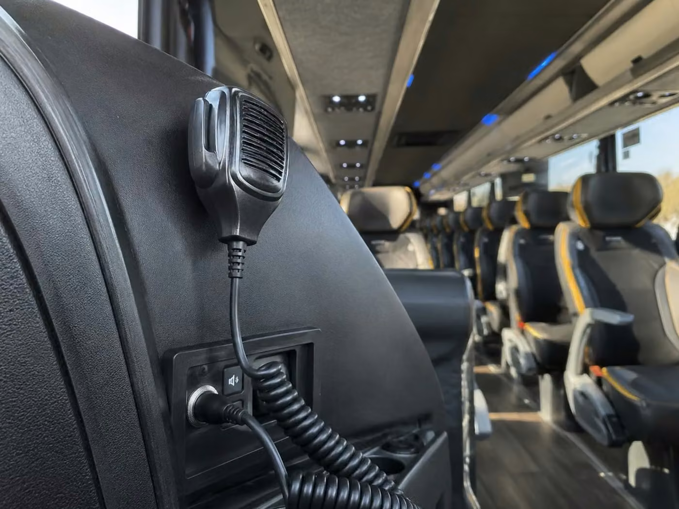 claremont charter bus pa system