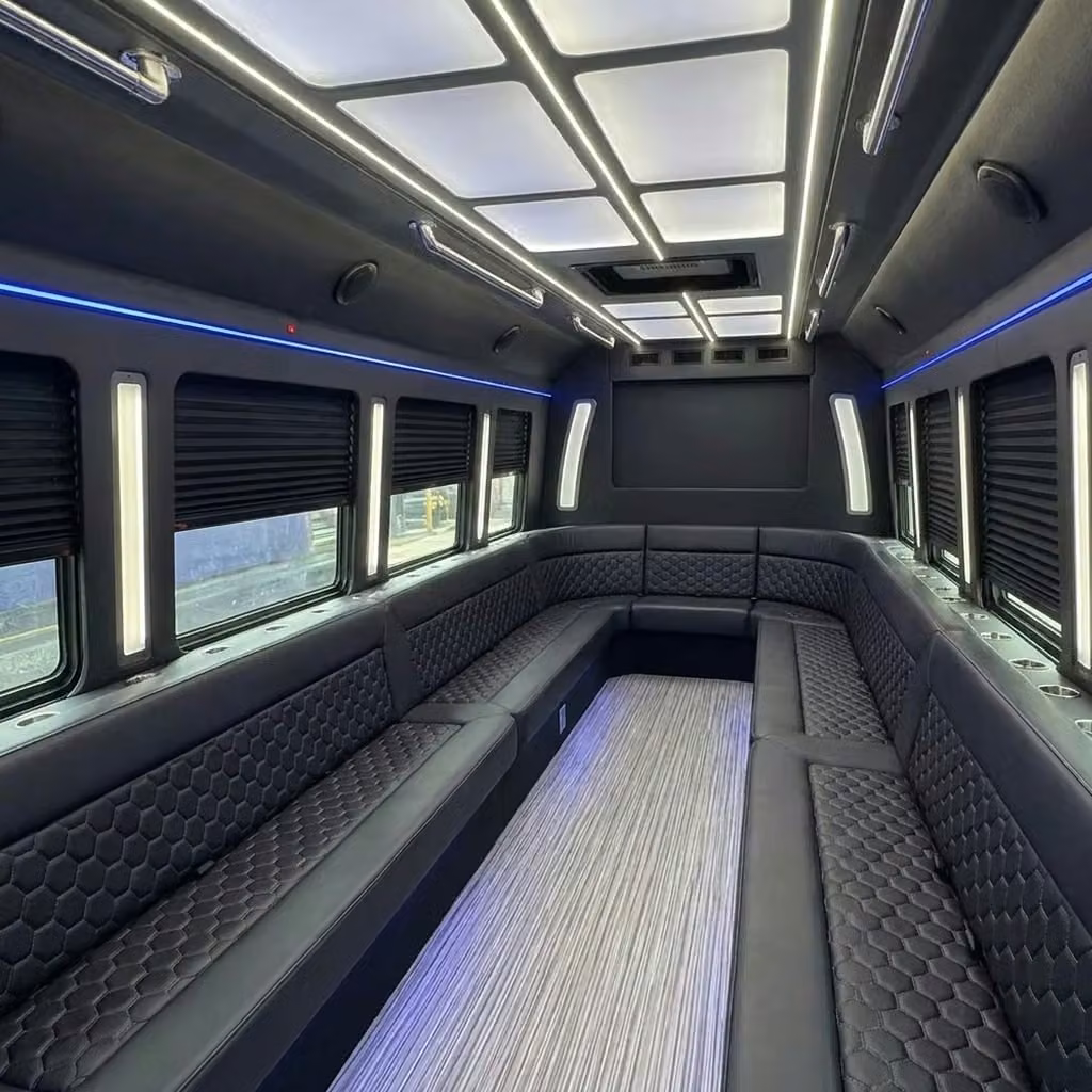 claremont party bus wraparound seating